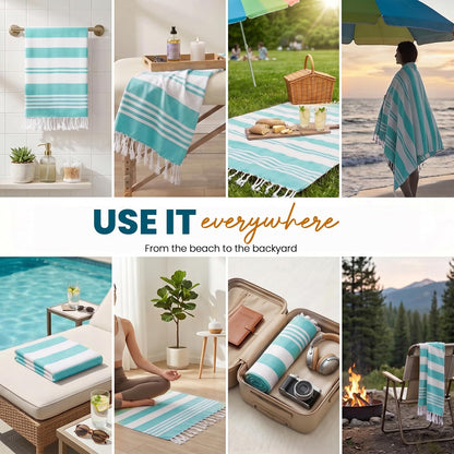 4 Pack Turkish Beach Towels, 40x72 in, 100% Cotton, Soft, Cool Grey