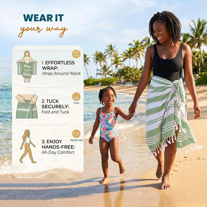 4 Pack Turkish Beach Towels, 40x72 in, 100% Cotton, Soft, Cool Grey
