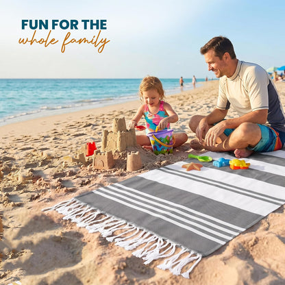 4 Pack Turkish Beach Towels, 40x72 in, 100% Cotton, Soft, Cool Grey