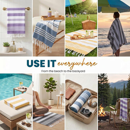 4 Pack Turkish Beach Towels, 40x72 in, 100% Cotton, Soft, Cool Grey