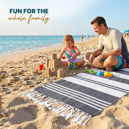 4 Pack Turkish Beach Towels, 40x72 in, 100% Cotton, Soft, Cool Grey