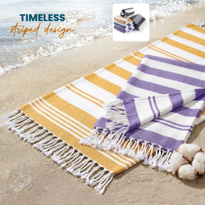 4 Pack Turkish Beach Towels, 40x72 in, 100% Cotton, Soft, Cool Grey