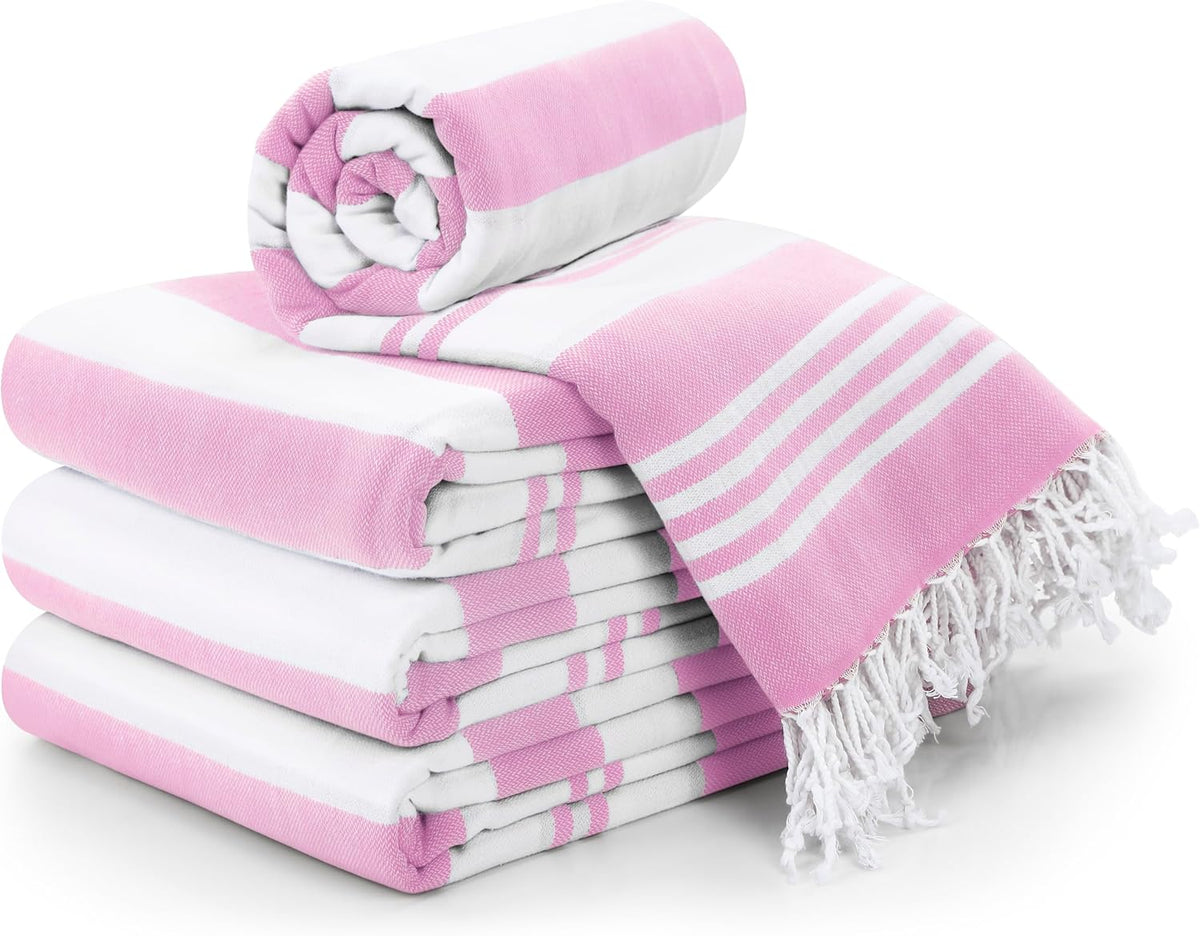 4 Pack Turkish Beach Towels, 40x72 in, 100% Cotton, Soft, Cool Grey