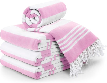 4 Pack Turkish Beach Towels, 40x72 in, 100% Cotton, Soft, Cool Grey