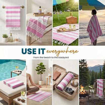 4 Pack Turkish Beach Towels, 40x72 in, 100% Cotton, Soft, Cool Grey