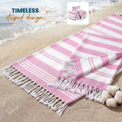4 Pack Turkish Beach Towels, 40x72 in, 100% Cotton, Soft, Cool Grey