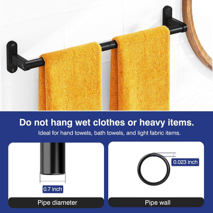 Matte Black 24" Towel Rack, Rustproof Wall Mounted Towel Bar