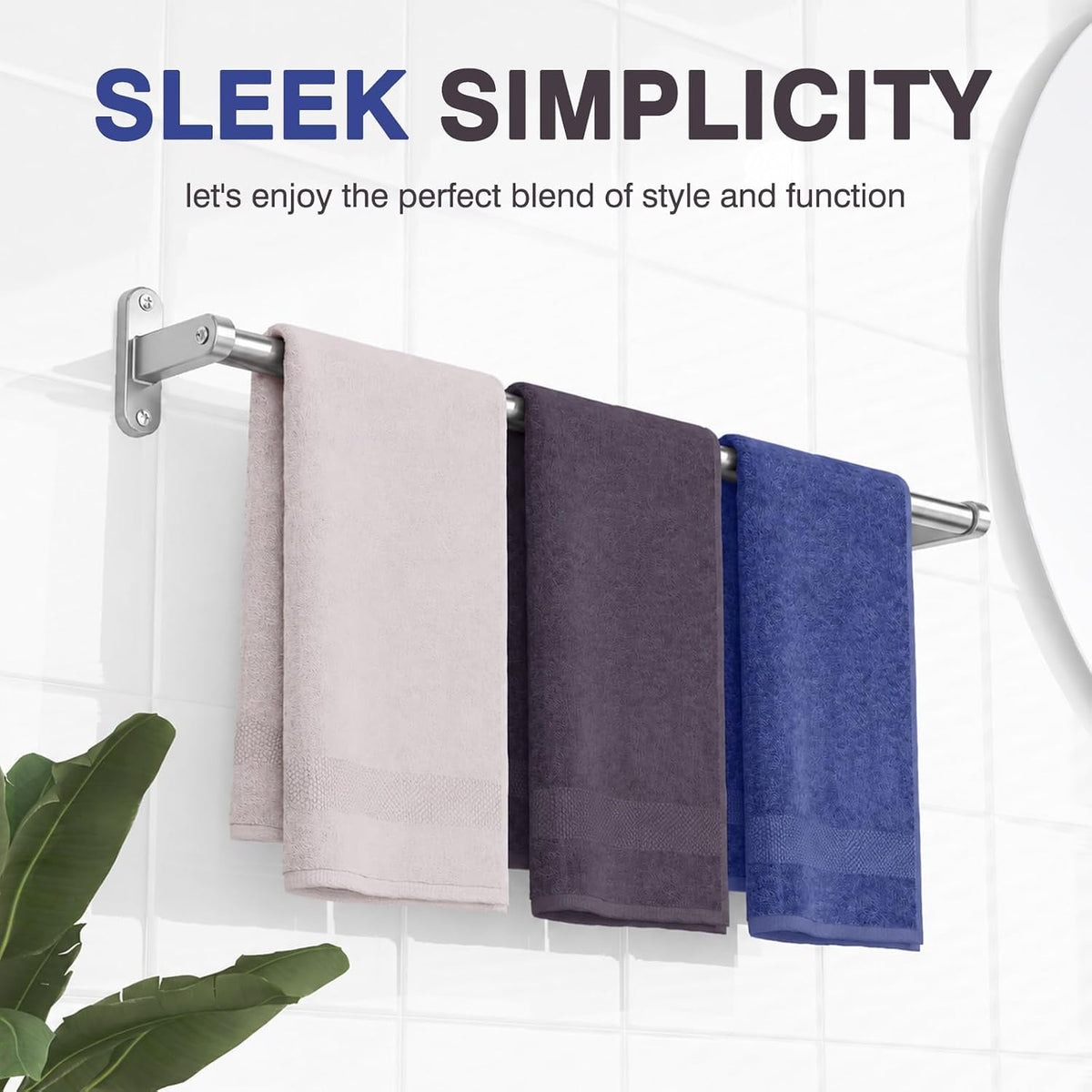 Matte Black 24" Towel Rack, Rustproof Wall Mounted Towel Bar