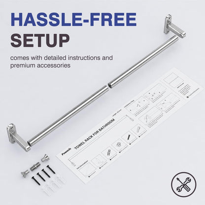 Matte Black 24" Towel Rack, Rustproof Wall Mounted Towel Bar
