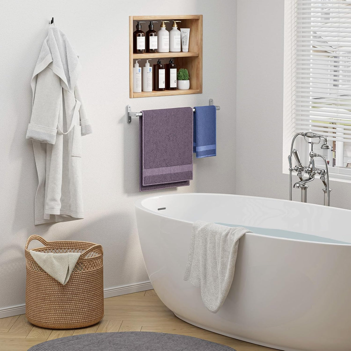 Matte Black 24" Towel Rack, Rustproof Wall Mounted Towel Bar