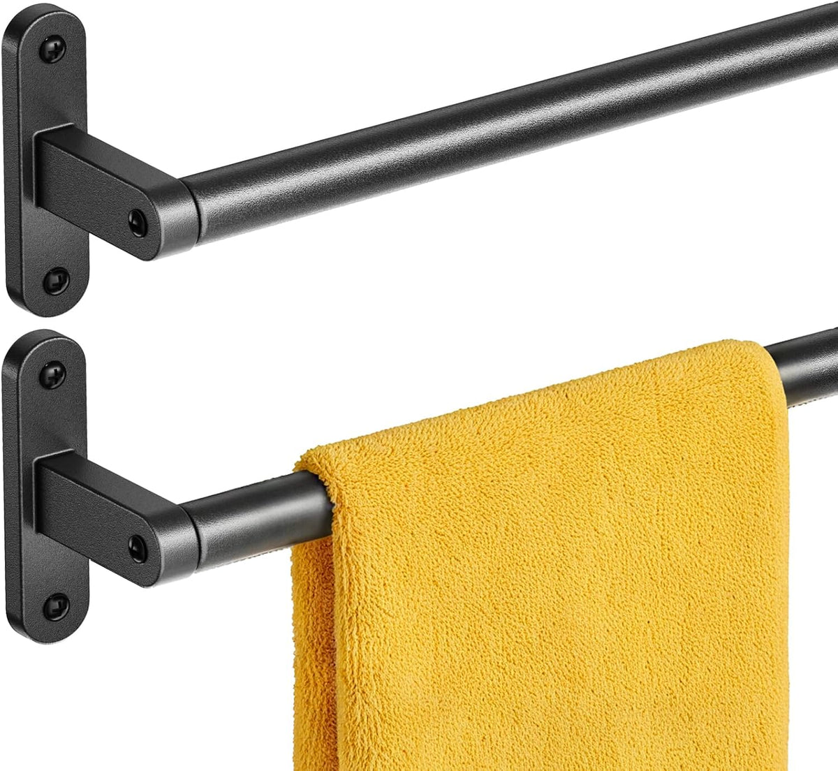 Matte Black 24" Towel Rack, Rustproof Wall Mounted Towel Bar