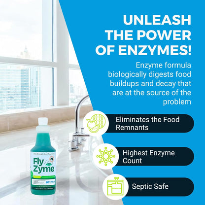 Fly-Zyme Enzyme Drain Cleaner Gel for Pipes, Fruit Flies & Odors, 32 fl oz