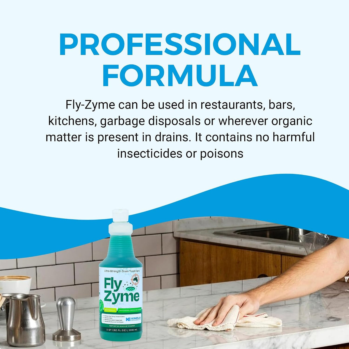 Fly-Zyme Enzyme Drain Cleaner Gel for Pipes, Fruit Flies & Odors, 32 fl oz