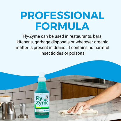 Fly-Zyme Enzyme Drain Cleaner Gel for Pipes, Fruit Flies & Odors, 32 fl oz