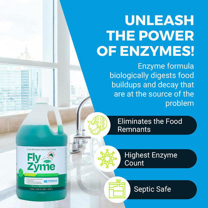 Fly-Zyme Enzyme Drain Cleaner Gel for Pipes, Fruit Flies & Odors, 32 fl oz