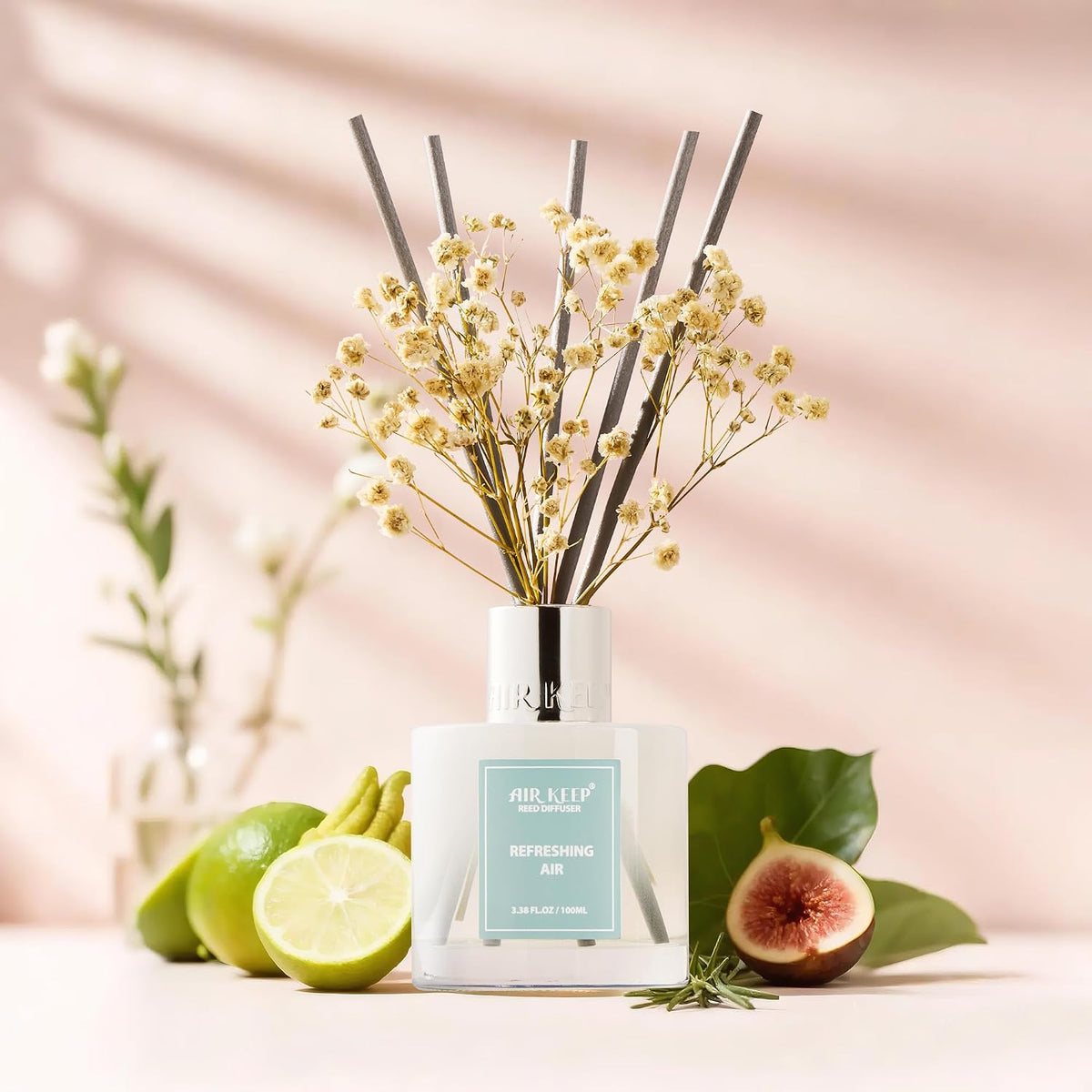 Reed Diffuser Set,3.38 fl oz (100 ml) - Ocean Mist&Sea Salt Oil Diffusers with 8 Reed Sticks,Home Fragrance Reed Diffuser for Bathroom Shelf Decor