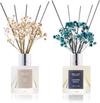 Reed Diffuser Set,3.38 fl oz (100 ml) - Ocean Mist&Sea Salt Oil Diffusers with 8 Reed Sticks,Home Fragrance Reed Diffuser for Bathroom Shelf Decor