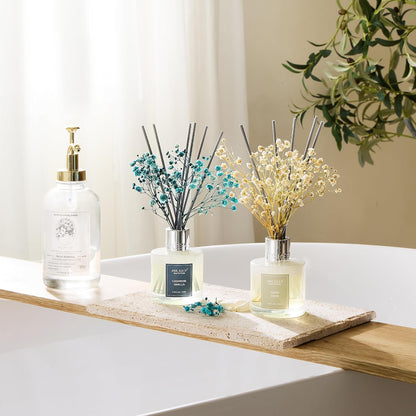 Reed Diffuser Set,3.38 fl oz (100 ml) - Ocean Mist&Sea Salt Oil Diffusers with 8 Reed Sticks,Home Fragrance Reed Diffuser for Bathroom Shelf Decor