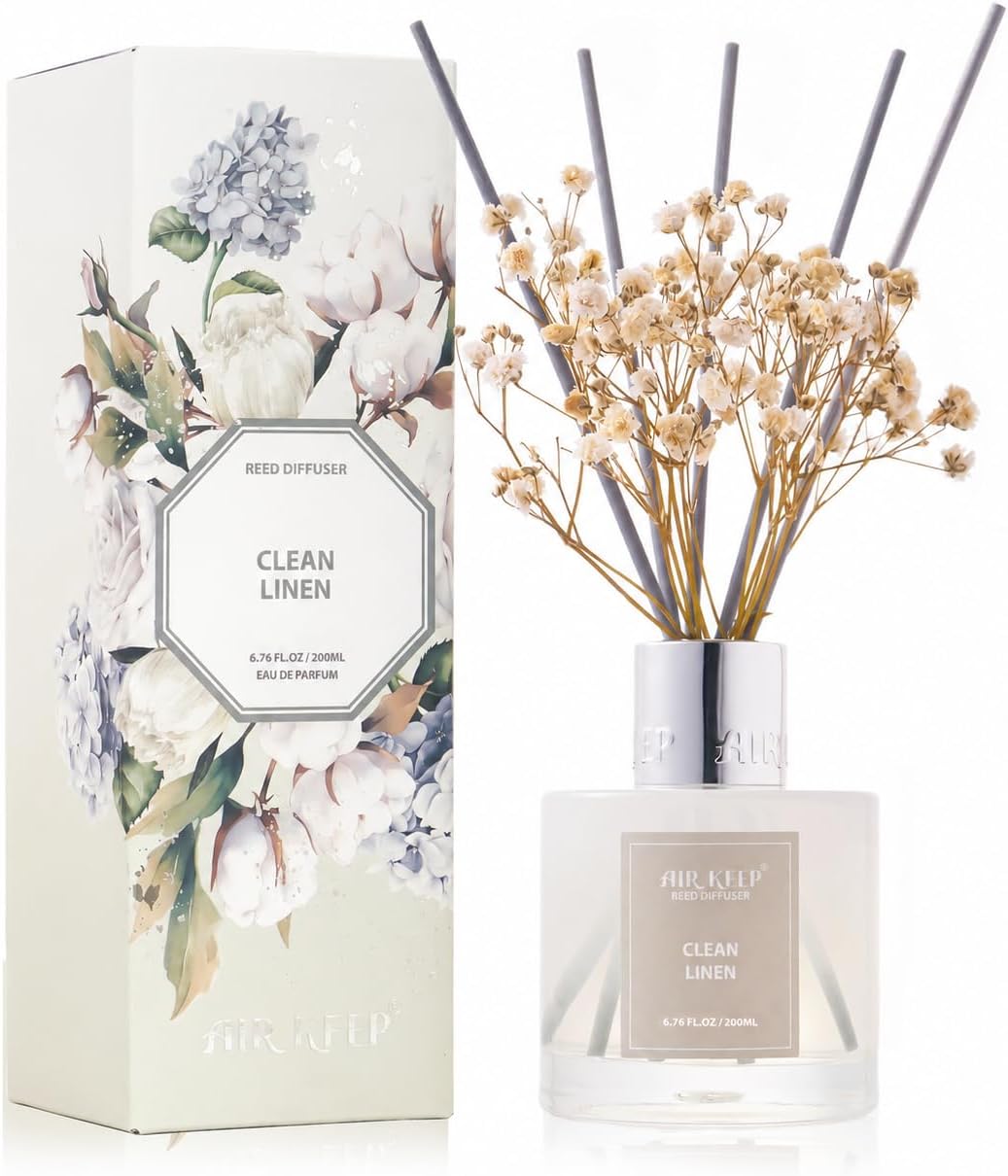 Reed Diffuser Set,3.38 fl oz (100 ml) - Ocean Mist&Sea Salt Oil Diffusers with 8 Reed Sticks,Home Fragrance Reed Diffuser for Bathroom Shelf Decor