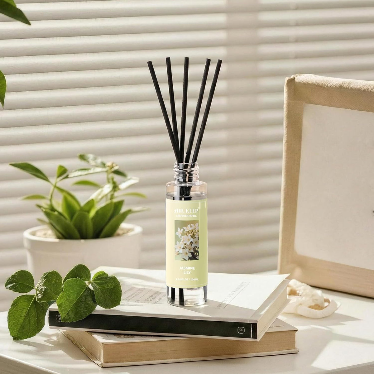 Reed Diffuser Set,3.38 fl oz (100 ml) - Ocean Mist&Sea Salt Oil Diffusers with 8 Reed Sticks,Home Fragrance Reed Diffuser for Bathroom Shelf Decor