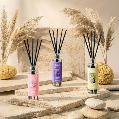 Reed Diffuser Set,3.38 fl oz (100 ml) - Ocean Mist&Sea Salt Oil Diffusers with 8 Reed Sticks,Home Fragrance Reed Diffuser for Bathroom Shelf Decor