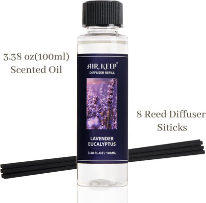 Reed Diffuser Set,3.38 fl oz (100 ml) - Ocean Mist&Sea Salt Oil Diffusers with 8 Reed Sticks,Home Fragrance Reed Diffuser for Bathroom Shelf Decor