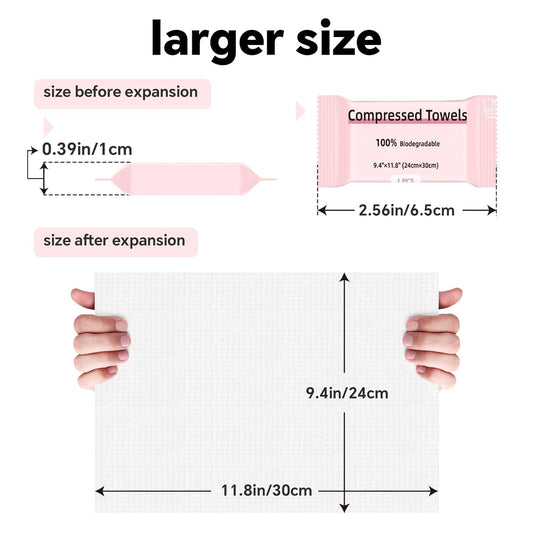 Compressed Towel 30 Pcs Disposable Compressed Face Towel Portable Cotton Coin Tissue Camping Towel for Travel/Home/Outdoor Activities