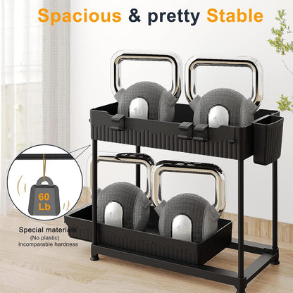 3-Pack 2-Tier L-Shaped Under Sink Organizers with Sliding Drawers