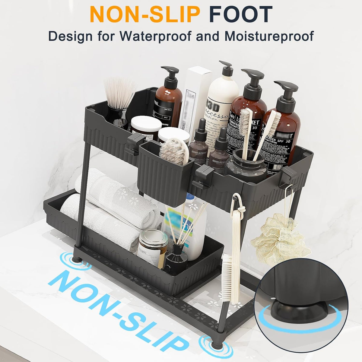 3-Pack 2-Tier L-Shaped Under Sink Organizers with Sliding Drawers