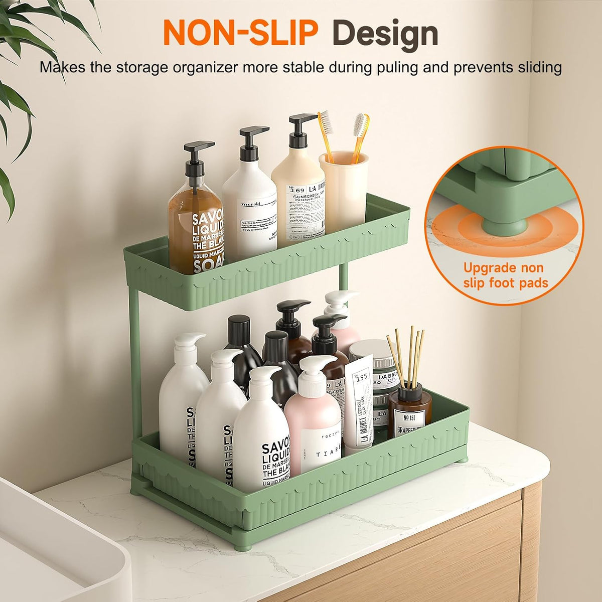 3-Pack 2-Tier L-Shaped Under Sink Organizers with Sliding Drawers