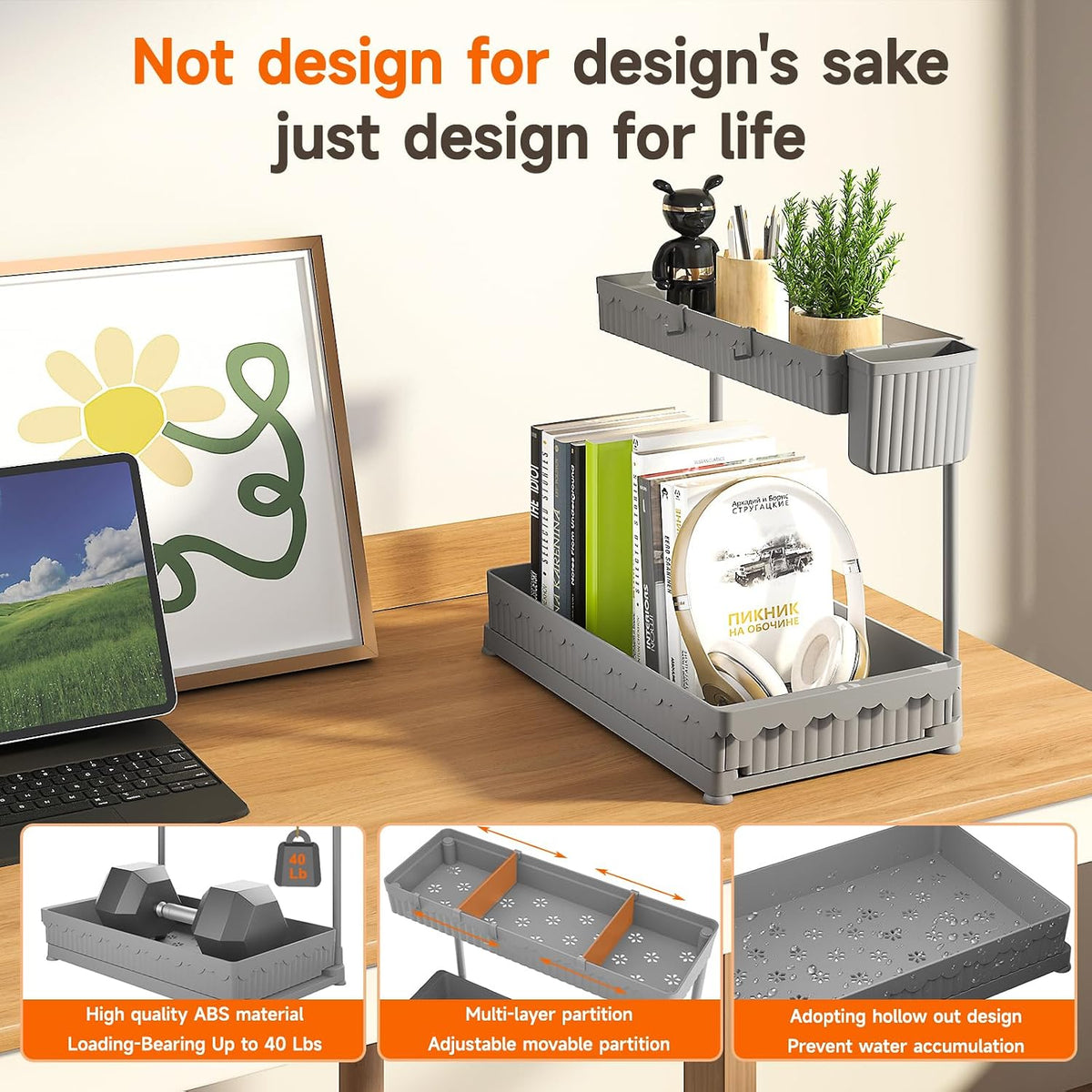 3-Pack 2-Tier L-Shaped Under Sink Organizers with Sliding Drawers