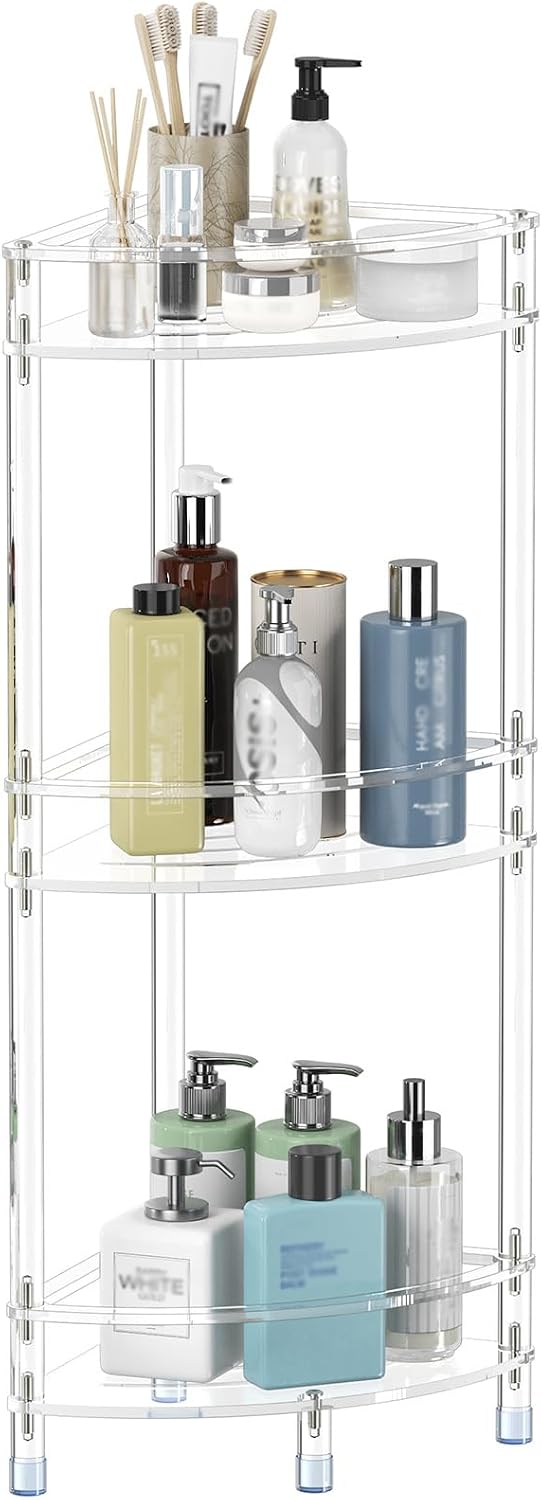 Acrylic 3-Tier Corner Shower Caddy, Bathroom Shower Organizer Stand