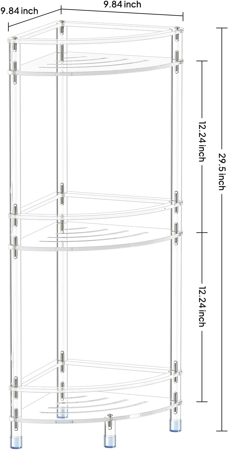 Acrylic 3-Tier Corner Shower Caddy, Bathroom Shower Organizer Stand