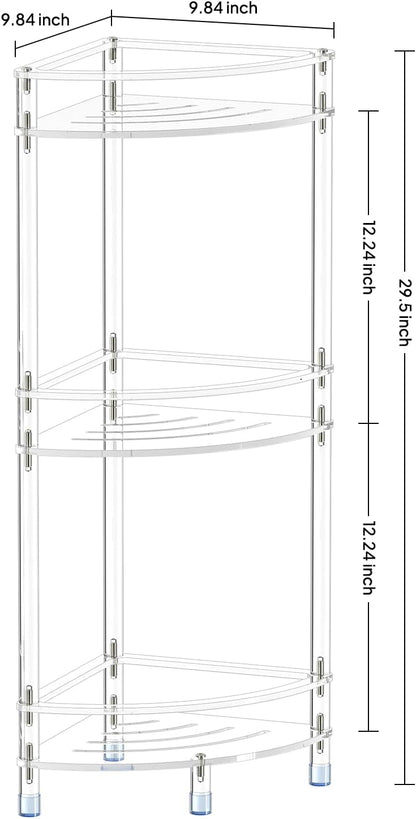 Acrylic 3-Tier Corner Shower Caddy, Bathroom Shower Organizer Stand