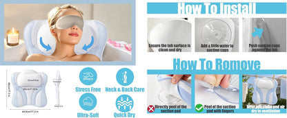 Blue White Bath Bathtub Pillow Spa Pillows for Tub.