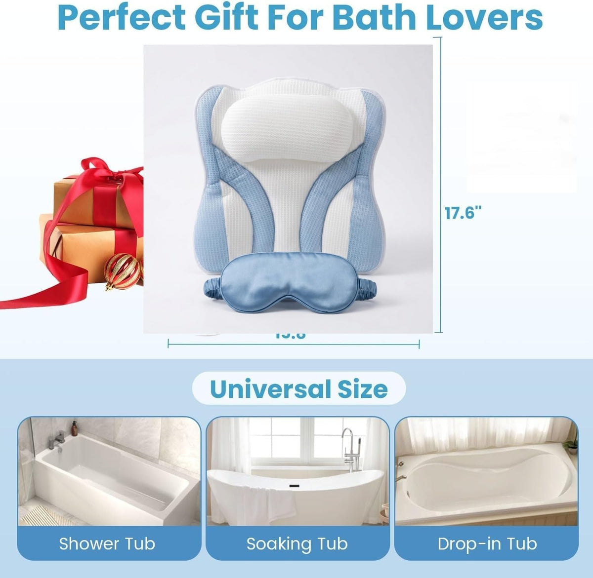 Blue White Bath Bathtub Pillow Spa Pillows for Tub.
