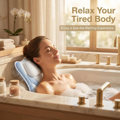 Blue White Bath Bathtub Pillow Spa Pillows for Tub.