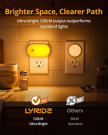 120LM Ultra Bright Plug-in Motion Sensor Night Light, 6-Pack | Stepless Dimmable, Auto-Off, LED Warm White Nightlight for Bathroom, Bedroom, Hallway, Stairs, Garage, Travel-Friendly