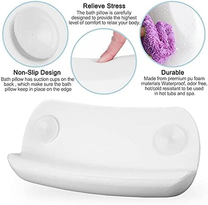 SPA Bath Pillow Non-Slip Bathtub Headrest Soft Waterproof Bath Pillows with Suction Cups Easy to Clean Bathroom Accessories