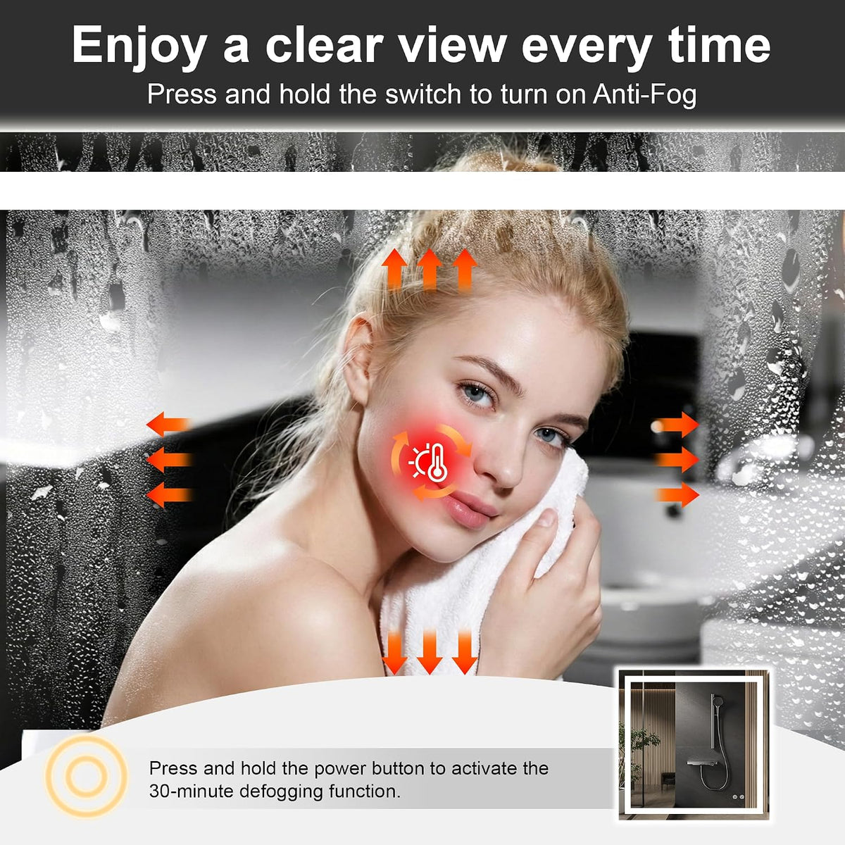30x50 LED Bathroom Mirror with Lights, Lighted Vanity Mirror for Wall