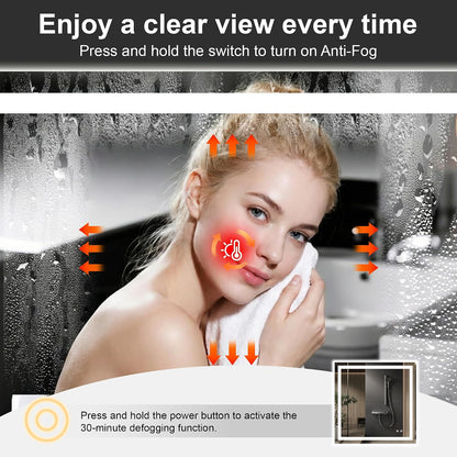 30x50 LED Bathroom Mirror with Lights, Lighted Vanity Mirror for Wall