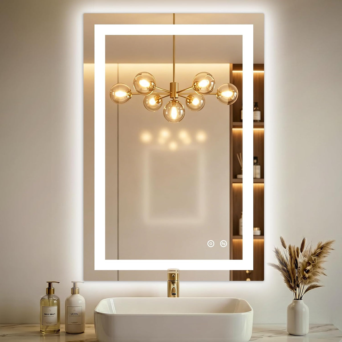 30x50 LED Bathroom Mirror with Lights, Lighted Vanity Mirror for Wall