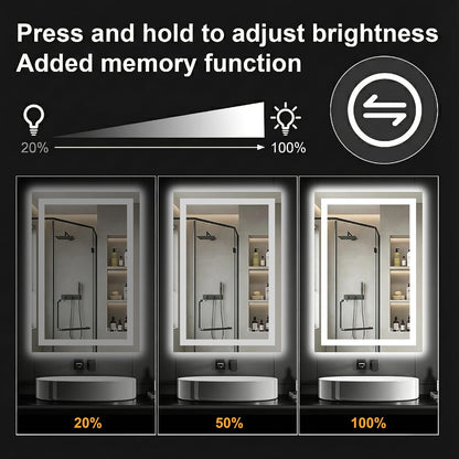 30x50 LED Bathroom Mirror with Lights, Lighted Vanity Mirror for Wall