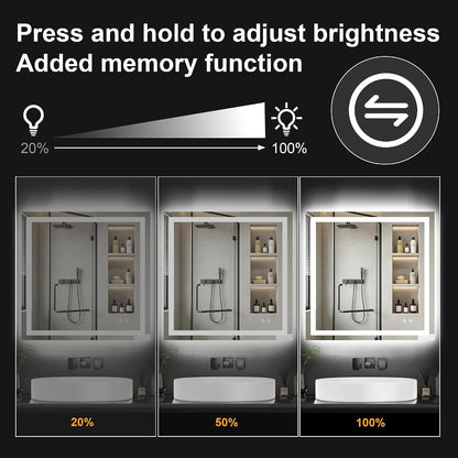 30x50 LED Bathroom Mirror with Lights, Lighted Vanity Mirror for Wall