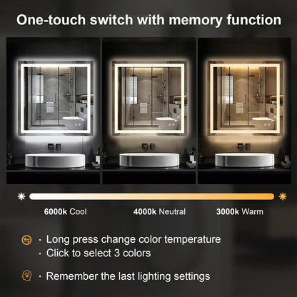 30x50 LED Bathroom Mirror with Lights, Lighted Vanity Mirror for Wall