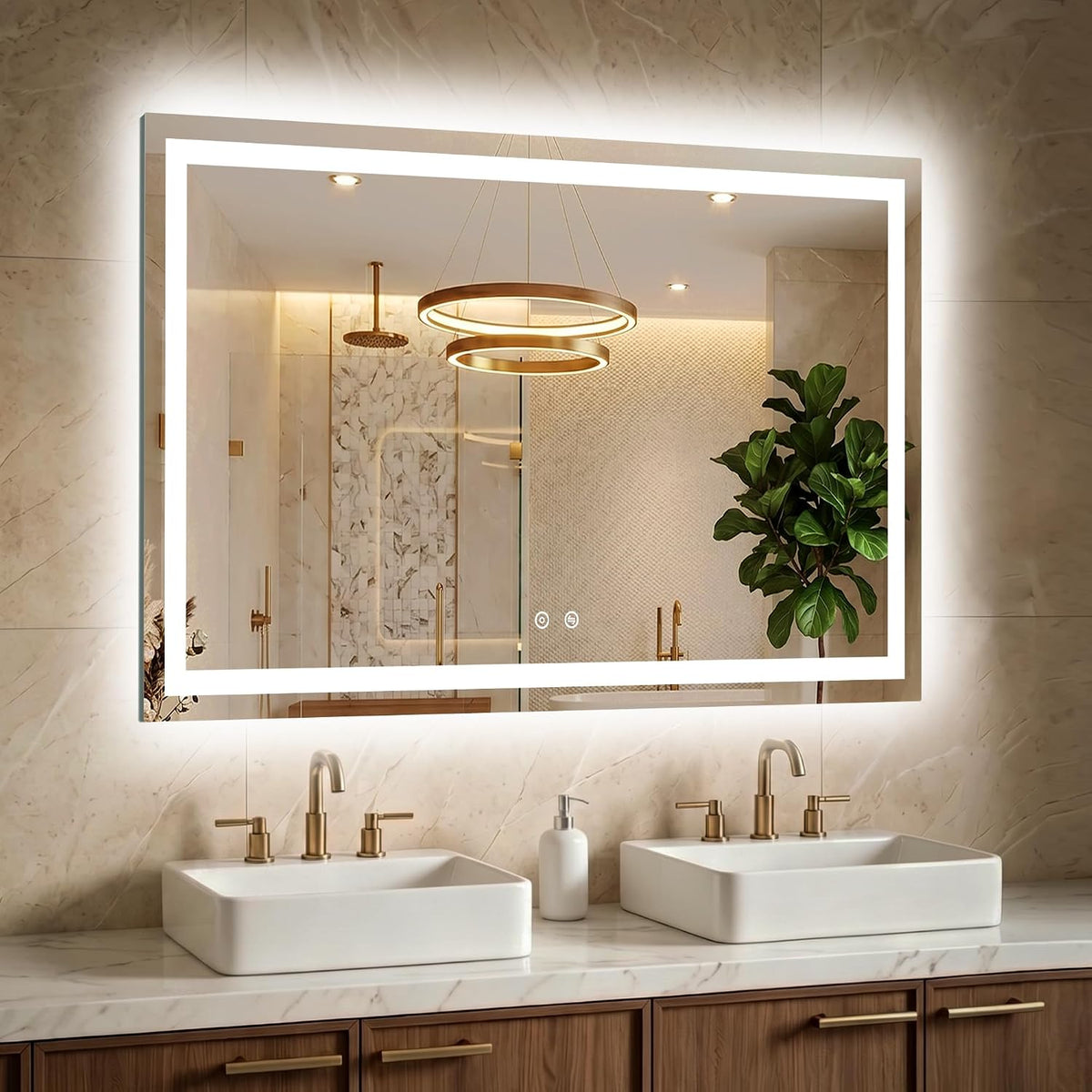 30x50 LED Bathroom Mirror with Lights, Lighted Vanity Mirror for Wall