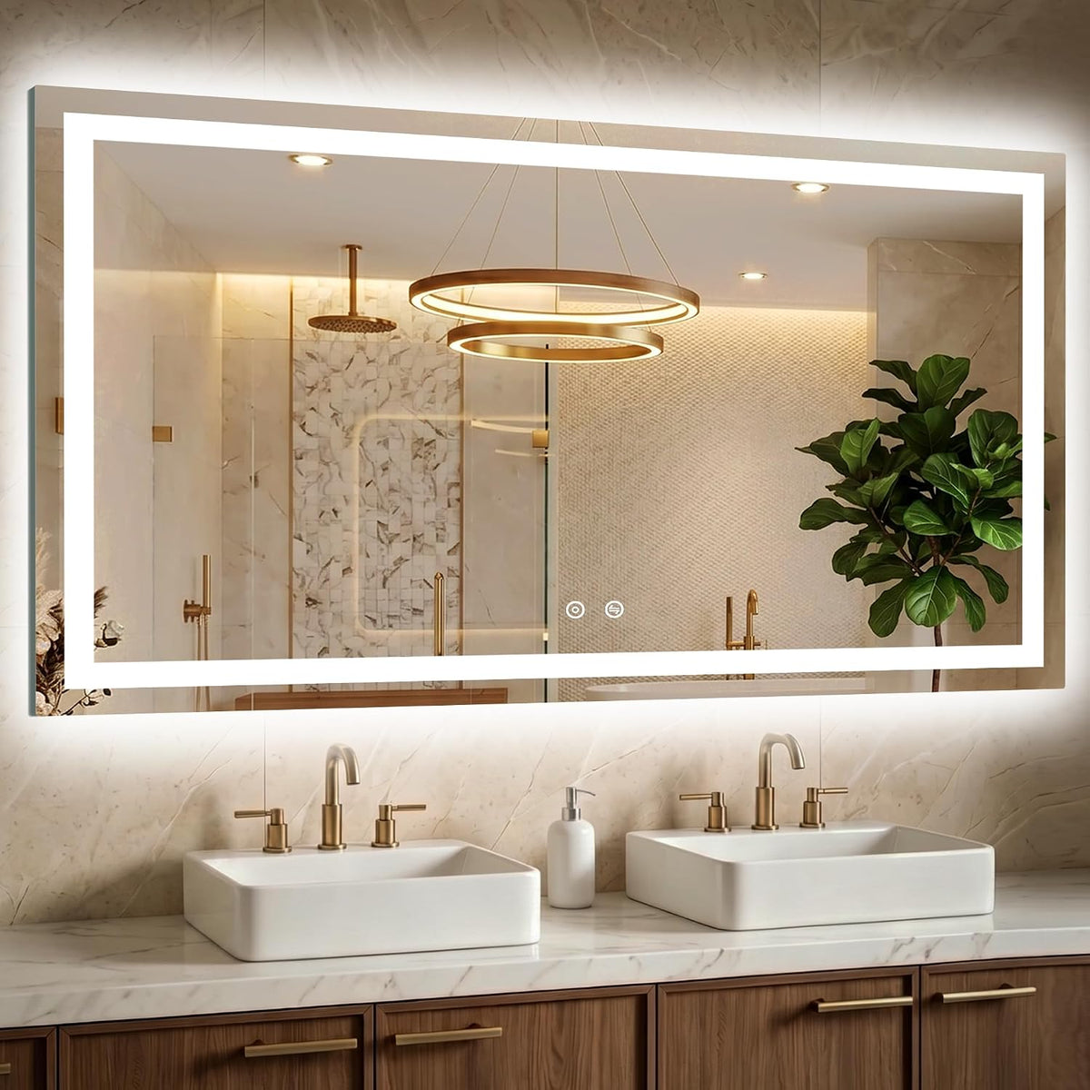 30x50 LED Bathroom Mirror with Lights, Lighted Vanity Mirror for Wall
