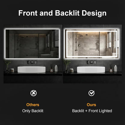 30x50 LED Bathroom Mirror with Lights, Lighted Vanity Mirror for Wall