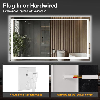 30x50 LED Bathroom Mirror with Lights, Lighted Vanity Mirror for Wall