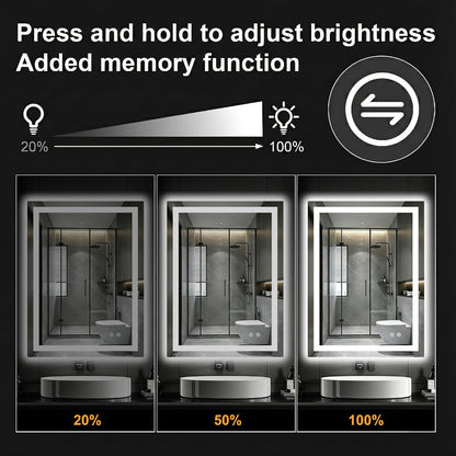 30x50 LED Bathroom Mirror with Lights, Lighted Vanity Mirror for Wall